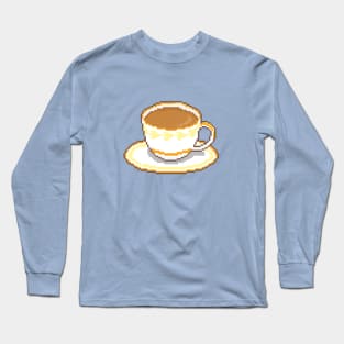 Chai Tea Cup with Saucer Pixel Art (with outline) Long Sleeve T-Shirt